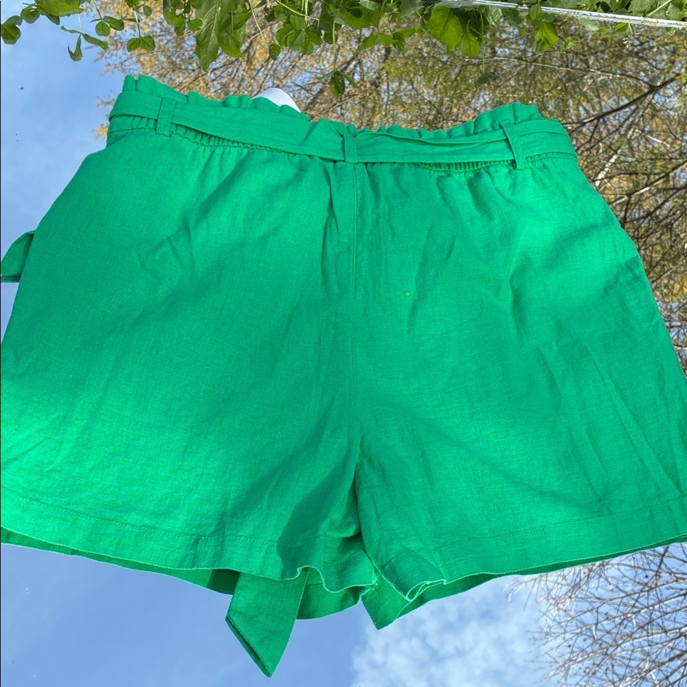 J. Crew Bright Green Tie-Belt High-Waist Shorts - Picture 6 of 7